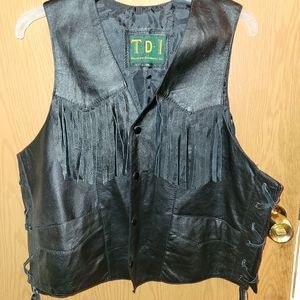 Plus size leather vest with fringe
